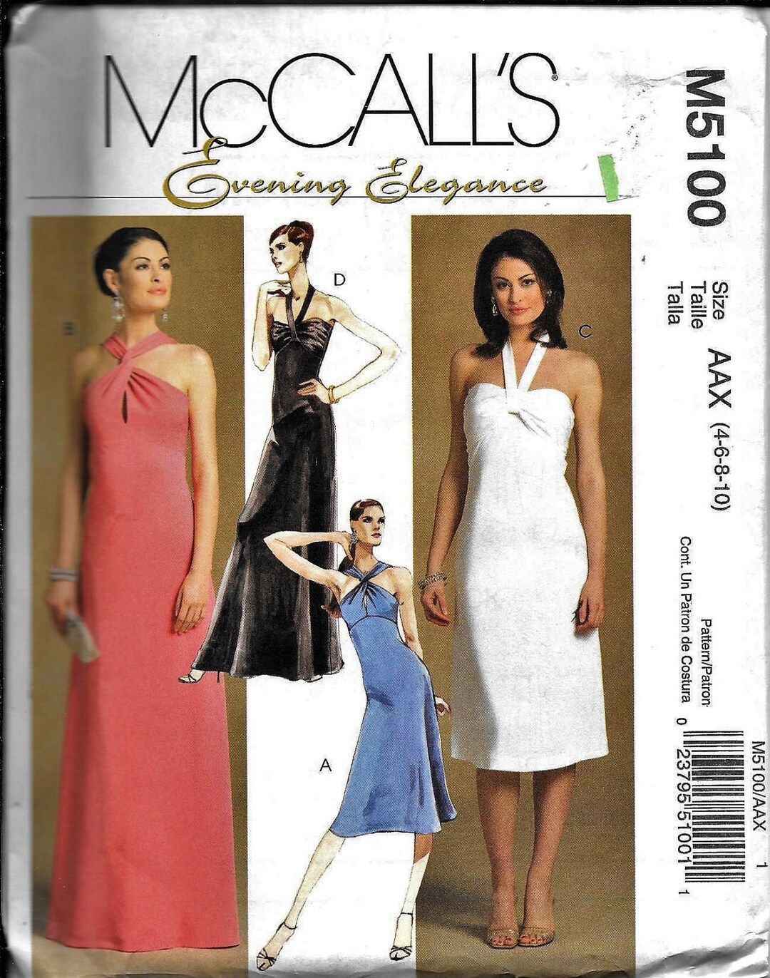 Mccall's M5100 Slim Fitting Flared Strapless Evening Gown Sewing ...