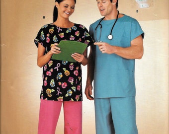 Simplicity 4644 Men's And Women's Scrubs Nurse Doctor Top And Pants Sewing Pattern UNCUT Size XS, S, M, L, XL