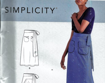 Simplicity R10431 / S9049 Misses Back Wrap Skirt Sewing Pattern 10431 UNCUT Plus Size 14, 16, 18, 20, 22