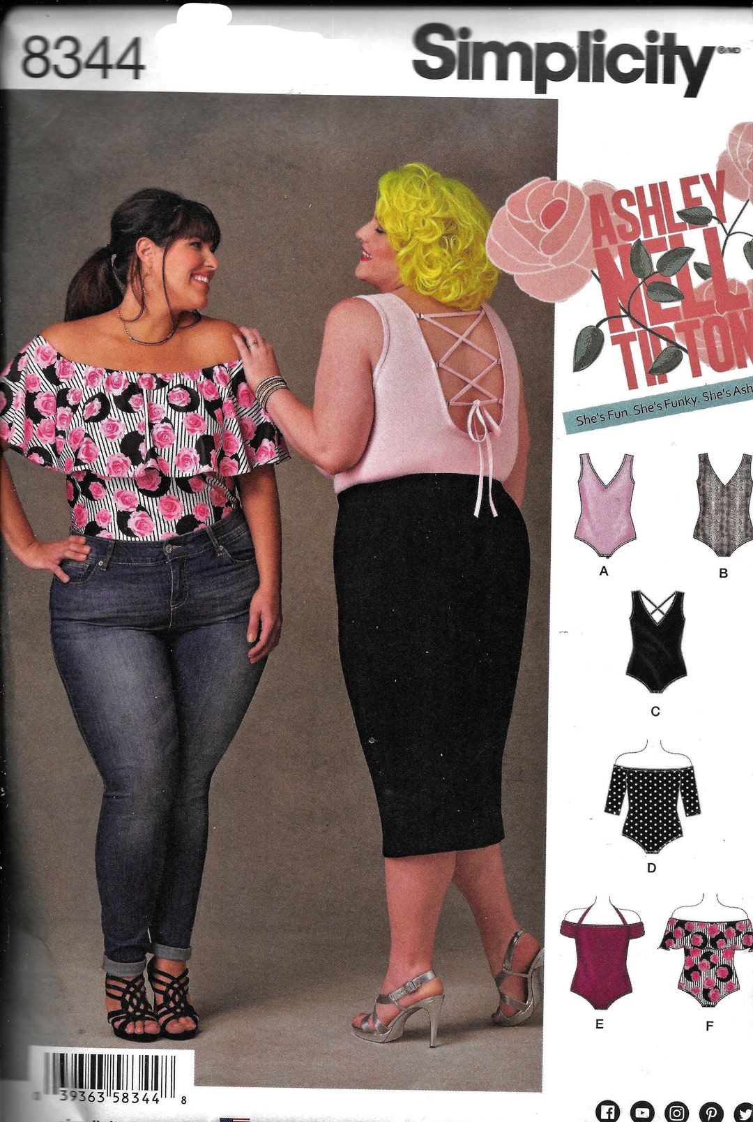 Simplicity 8344 Ashley Tipton Bodysuit Sewing Pattern UNCUT Plus Size ...