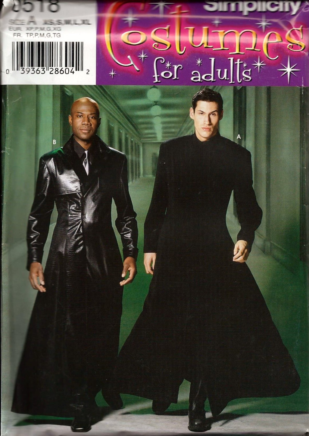 Simplicity 5386/0518 Costume Matrix Duster Long Trench Coat