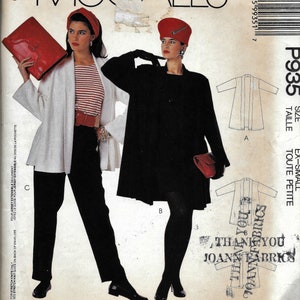 Vintage 1980s McCall&#39;s P935 / 3772 Swing Coat Or Jacket Sewing Pattern UNCUT Size Ex-Small