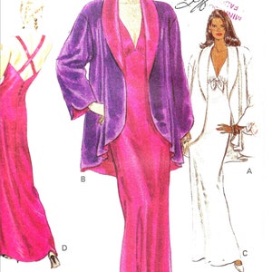 Vogue 7925 Old Hollywood Elegant Nightgown and Smoking Jacket Sewing Pattern UNCUT Size Xs, S, M Or 6, 8, 10, 12, 14