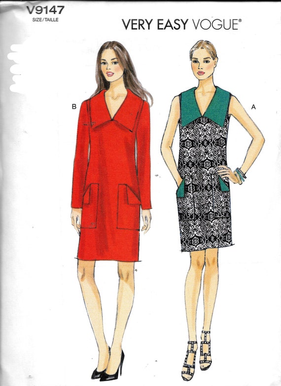 Vogue V9147 Pullover Shift Dress, Chelsea Collar Sewing Pattern UNCUT Plus  Size 14, 16, 18, 20, 22 - Etsy UK