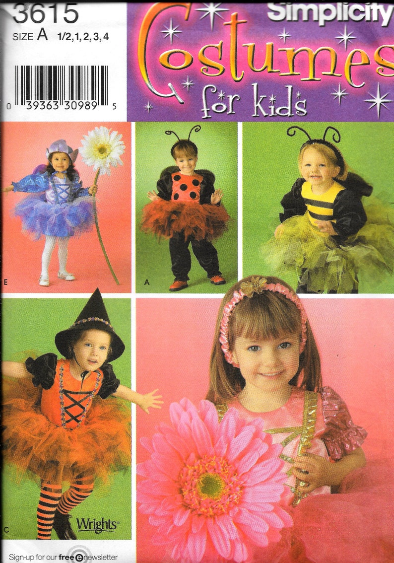 Ladybug 3 Simplicity 3615 Infant And Toddler Kids Flower Bee 4 Witch Costume Sewing Pattern 12 2 1