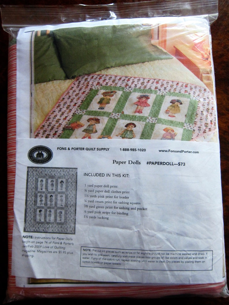 ORIGINAL Paper Doll Quilt KIT Complete WINDHAM Fabrics Etsy