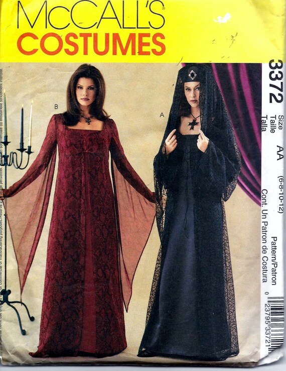 Mccall s 3372 Medieval Gothic Dress Costume Sew Pattern Size 6 8