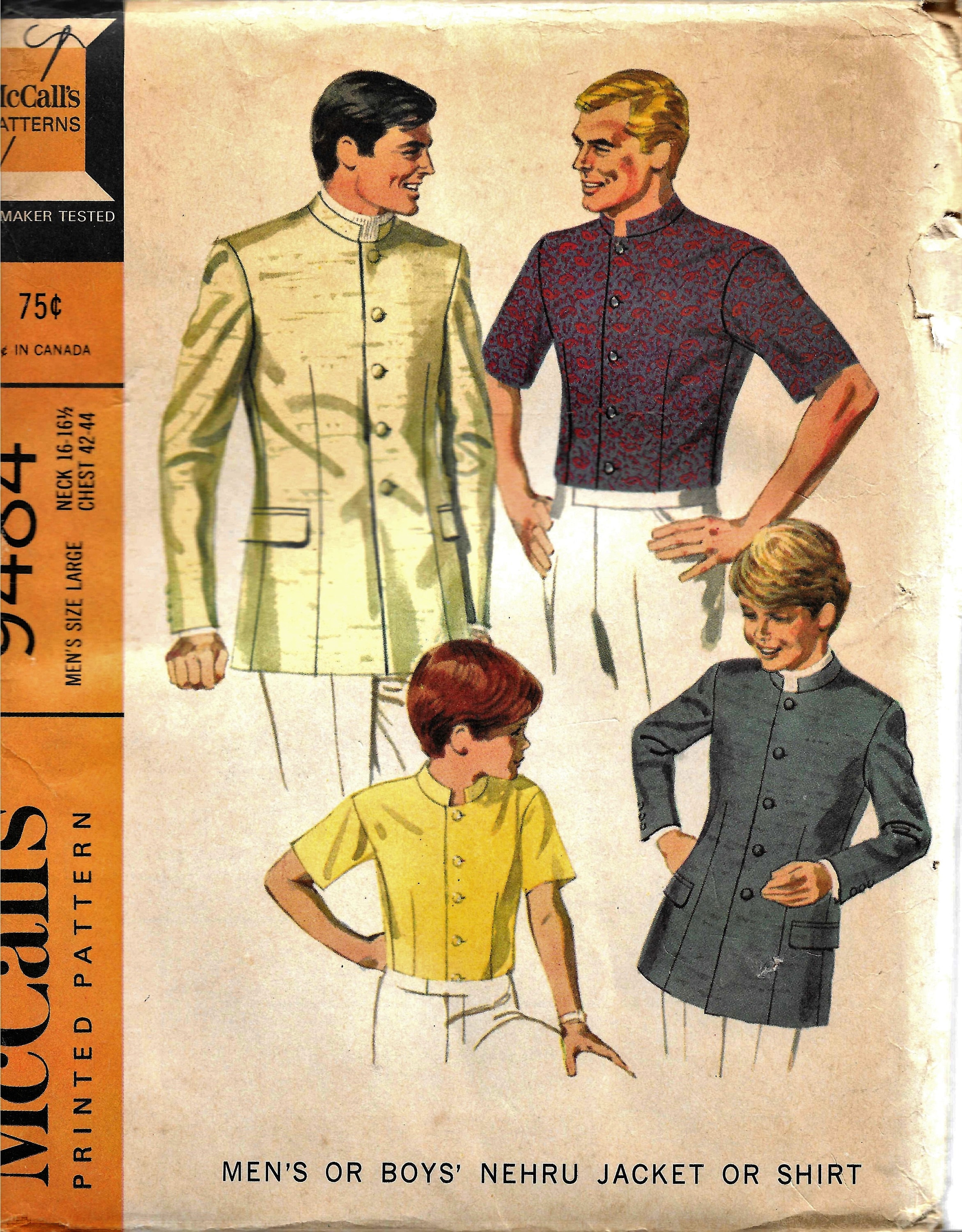 Vintage 1960s McCall's 9484 Hombre y Beatles Nehru - Etsy España