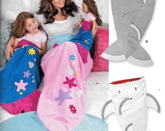 Simplicity Crafts R10398/8275 Mermaid And Whale Blanket For Girls And 18 Inch Doll Sewing Pattern UNCUT