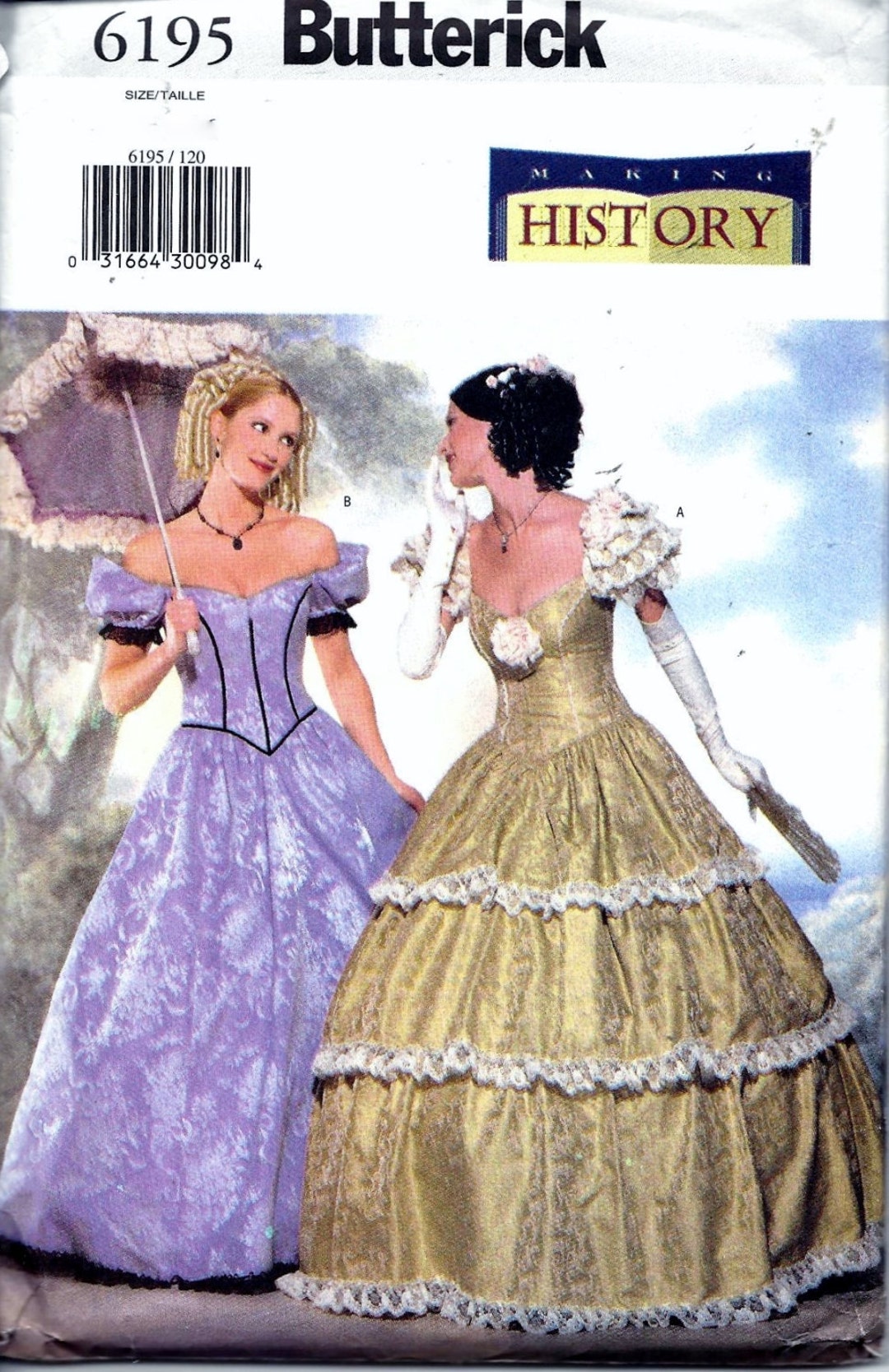 Butterick 6195 Civil War Southern Belle Ball Gown Dress - Etsy