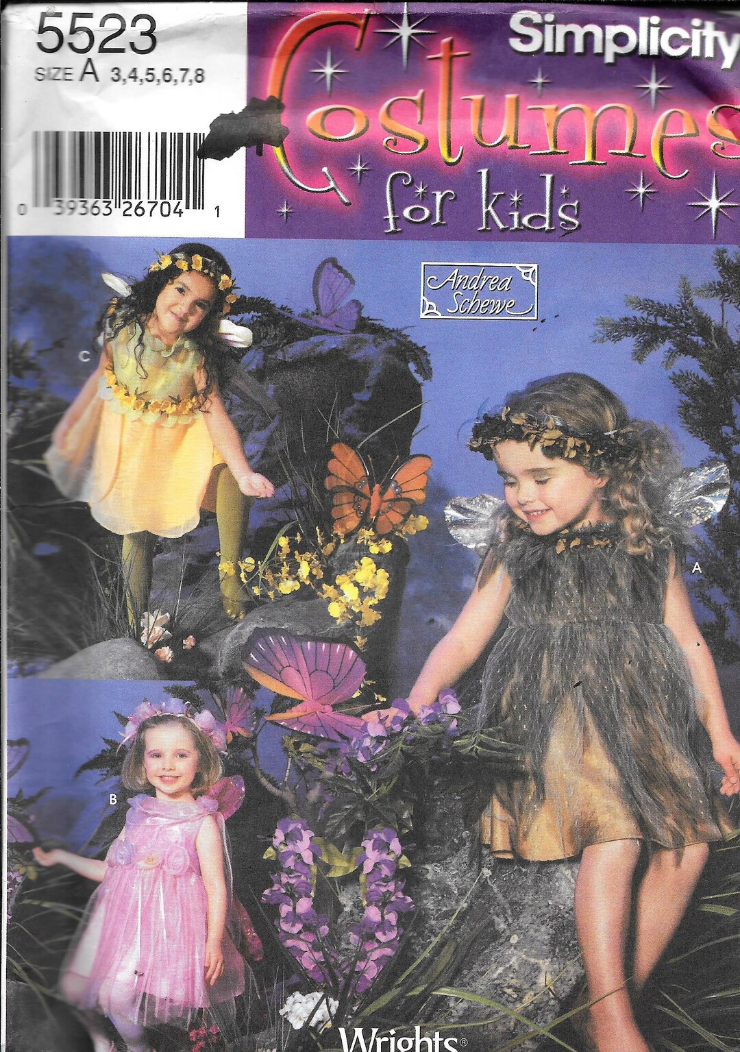 Simplicity 5523 Girls Fairy Pixie Angel Costume Sewing Pattern UNCUT ...