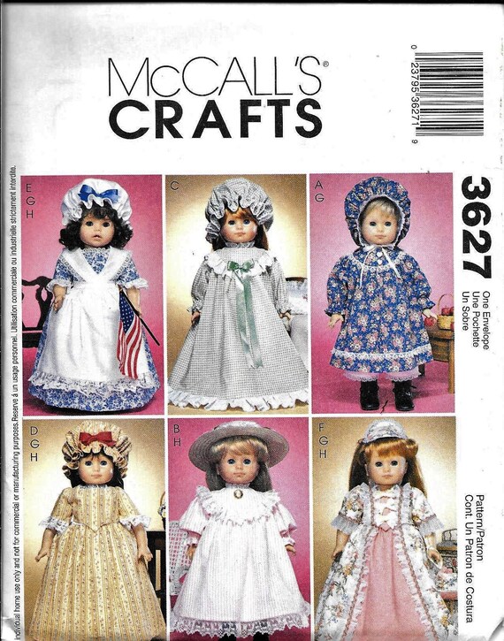 FITS AMERICAN GIRL CAROLINE~JOSEFINA~FELICITY MAKE DOLL CLOTHES SEWING PATTERN