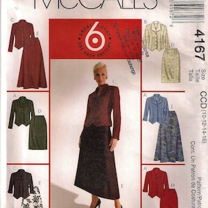 McCall&#39;s 4167 Unlined Jacket And Skirt 2-Pc Dress Suit 6 Styles Sewing Pattern UNCUT Size 10, 12, 14, 16