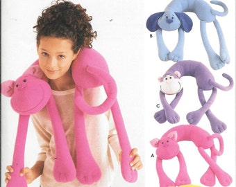 Simplicity 5310 Animal Neck Travel Pillows Sewing Pattern Cat Dog Monkey and Lion