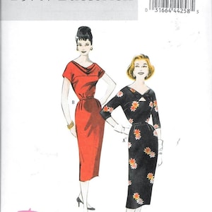 Patrón de costura Butterick B5707 para vestido estilo retro de los años 50 y 60, falda ajustada con cremallera lateral, sin cortar, tallas 6, 8, 10, 12 y 14