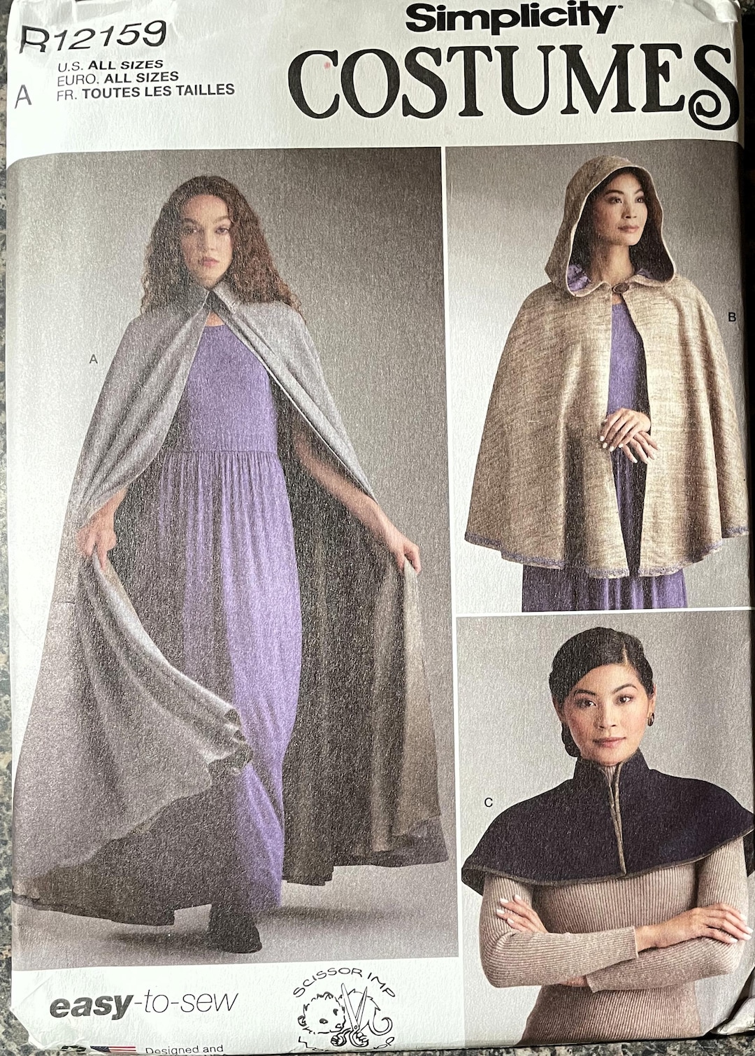 Simplicity S9944/R12159 Capes Capelets Lined Costume Sewing Pattern ...