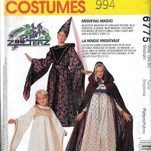 McCall&#39;s 6775 Medieval Magic Costume Renaissance Dress Gown Cape Maid Marion Sewing Pattern UNCUT Size 34, 36