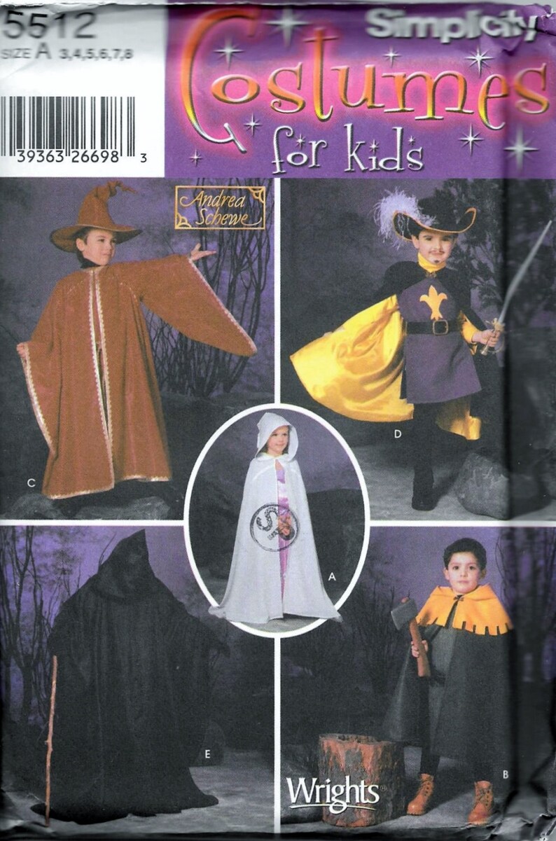 Simplicity 5512 Kids Childrens Costume Sewing Pattern Wizard Etsy