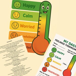 Feelings Thermometer for Kids;daily Emotional Check-in;printable ...