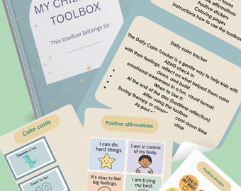 Printable calming toolkit for ADHD kids; Digital product; Printable Emotional Regulation Activities, Calm Cards,Affirmations PDF