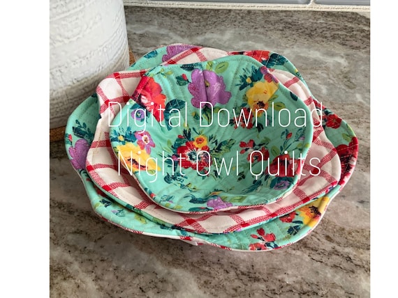 Blooming Bowl Cozy Sewing Pattern: Reversible Flower Petal Design (PDF Download)