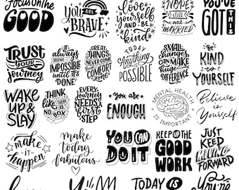 Geestelijke gezondheid SVG-bundel: inspirerende en motiverende Cricut-bestanden (digitale download)