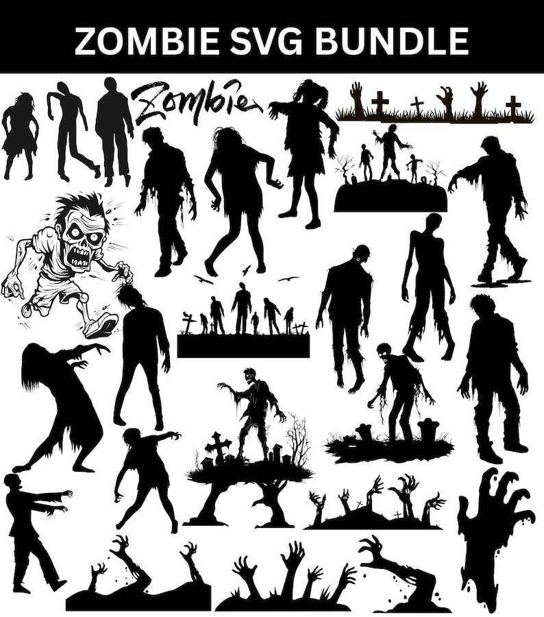 Zombie Racing Svg Zombie SVG Bundle: Halloween Horror Clipart, Cricut Cut Files (digital ...