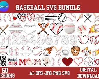Baseball SVG Bundle: Mom, Font, Bat Cut File (Digital Download)