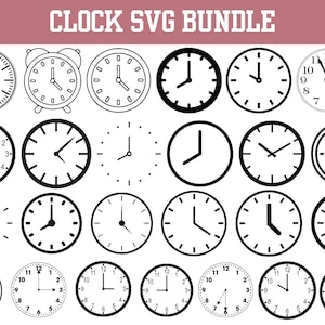 Paquete SVG de esfera de reloj, números de reloj, reloj SVG, plantilla de esfera de reloj, archivos de corte, diseños modernos y antiguos, tiempo SVG, archivos digitales, descarga instantánea SVG