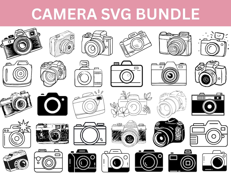 Camera SVG Bundle,cut Files for Cricut,photography,videocamera,instand ...