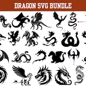 Dragon SVG Bundle,Fire Dragon Svg, Witchcraft SVG,Dragons Head,Dragon Tattoo Svg,Dragon Silhouette,Tribal Dragon Tattoo Designs,Cut Files