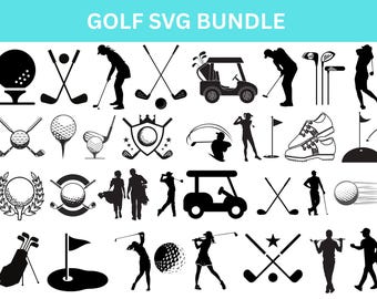 Golf SVG Bundle: Golf Club, Ball, Player - Sport Design (Digital Files)