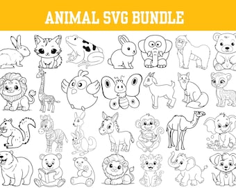 Doodle Animals SVG Bundle: Safari, Farm, Woodland (Digital Download)