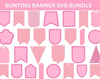 Bunting Banner SVG Bundle: Birthday Garland Vector Cut Files (Instant Download