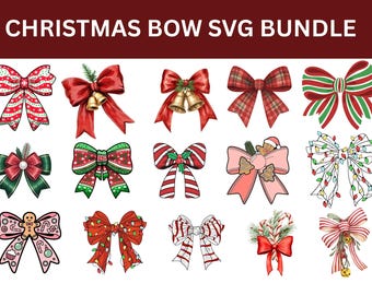 Christmas Bows SVG Bundle,Merry Bow Christmas, Bow Laser Cut File