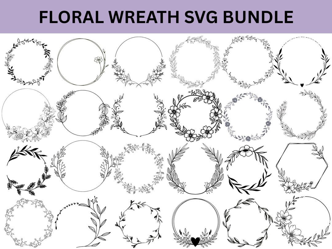 Floral Wreath SVG Bundle: Botanical Frame Designs (digital Download) - Etsy