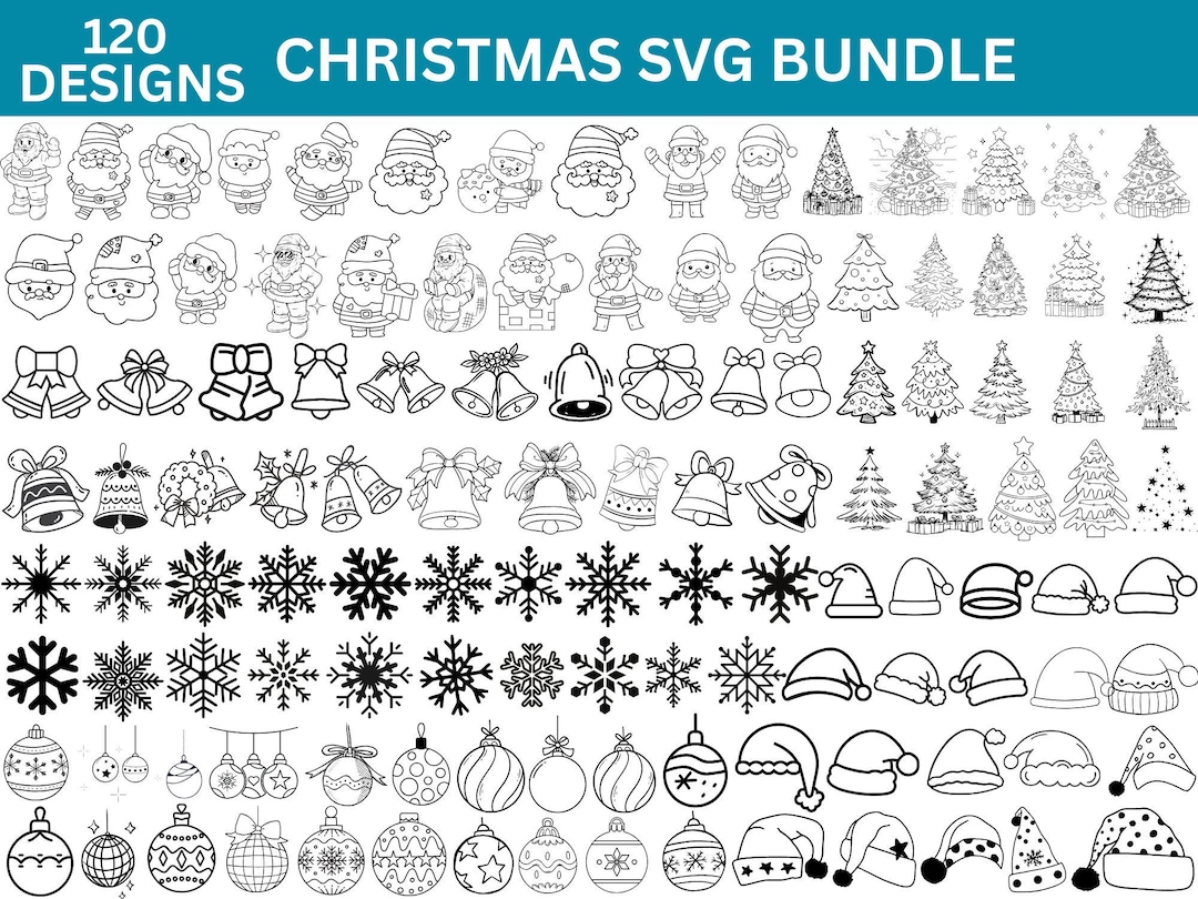 Christmas SVG Bundle: 120 Elements, Cricut Cut Files (digital Download ...