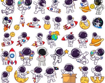 Astronaut Svg Png Bundle,Cartoon Astronaut SVG,Astronaut with rocket svg,Rockets,Universe,Spaceman,Digital Files,Instant Download,svg,png,ai