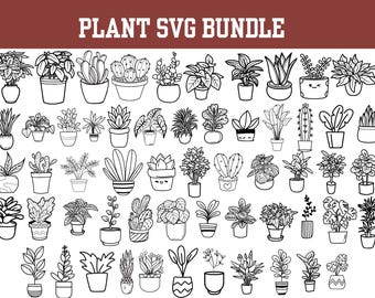 House Plants SVG Bundle: Hand-Drawn Leaf Clipart (Digital Download)