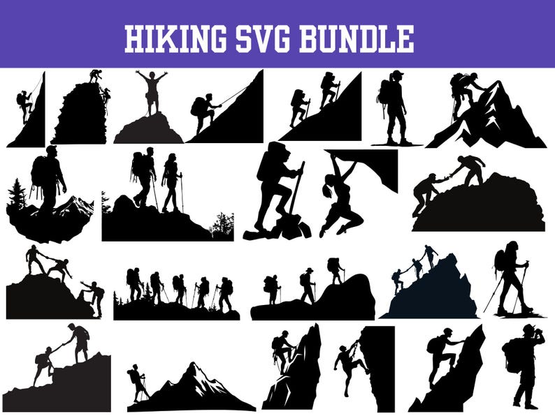 Hiking Adventure SVG Bundle: Forest Landscape, Mountain Scene (digital ...