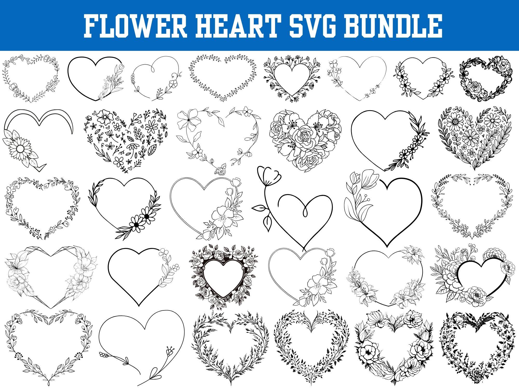 Floral Heart SVG: Wreath Cut File for Cricut (digital Download) - Etsy