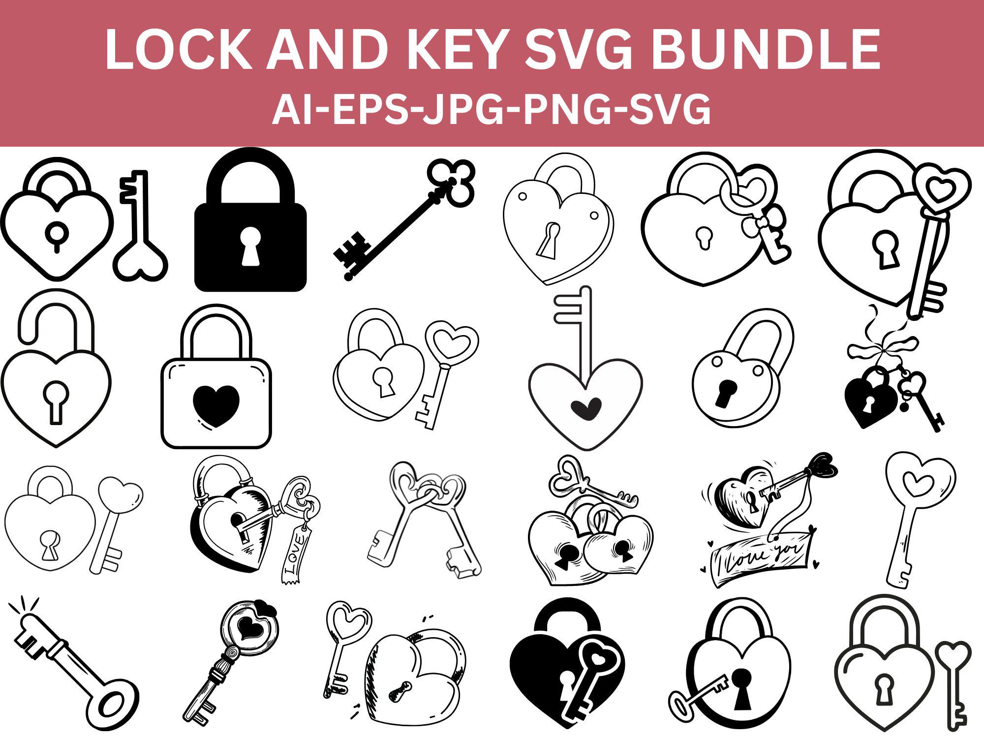 Heart Lock and Key SVG Bundle, Cricut Files (digital Download) - Etsy