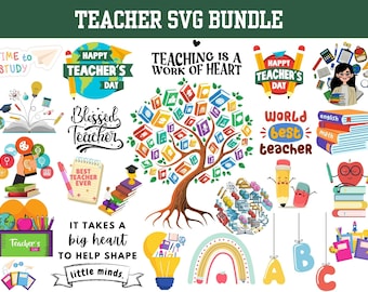 Pacchetto SVG per insegnanti: decorazioni per l'aula, detti scolastici (file digitali)