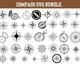 Adventure Compass SVG Bundle, Nautical Clipart (Digital Download)