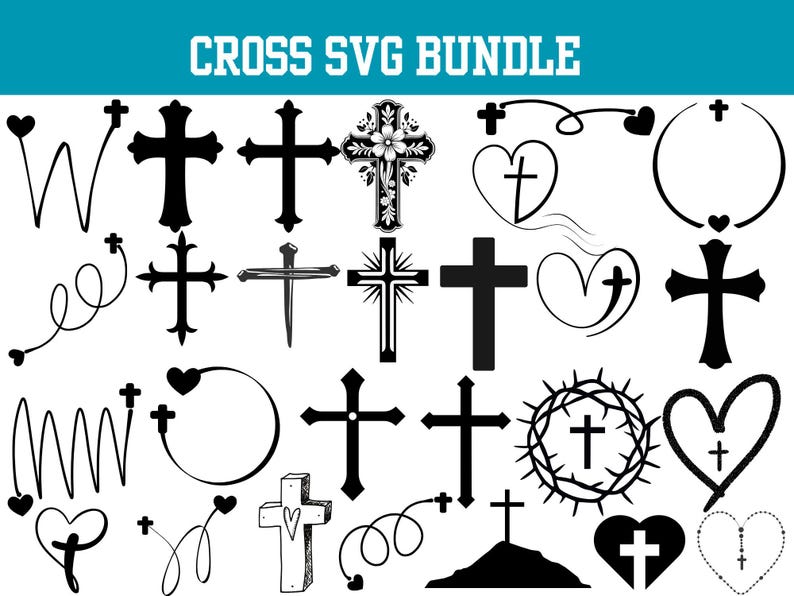 Christian Cross SVG Bundle: Faith, Jesus, Religious Vectors (digital ...