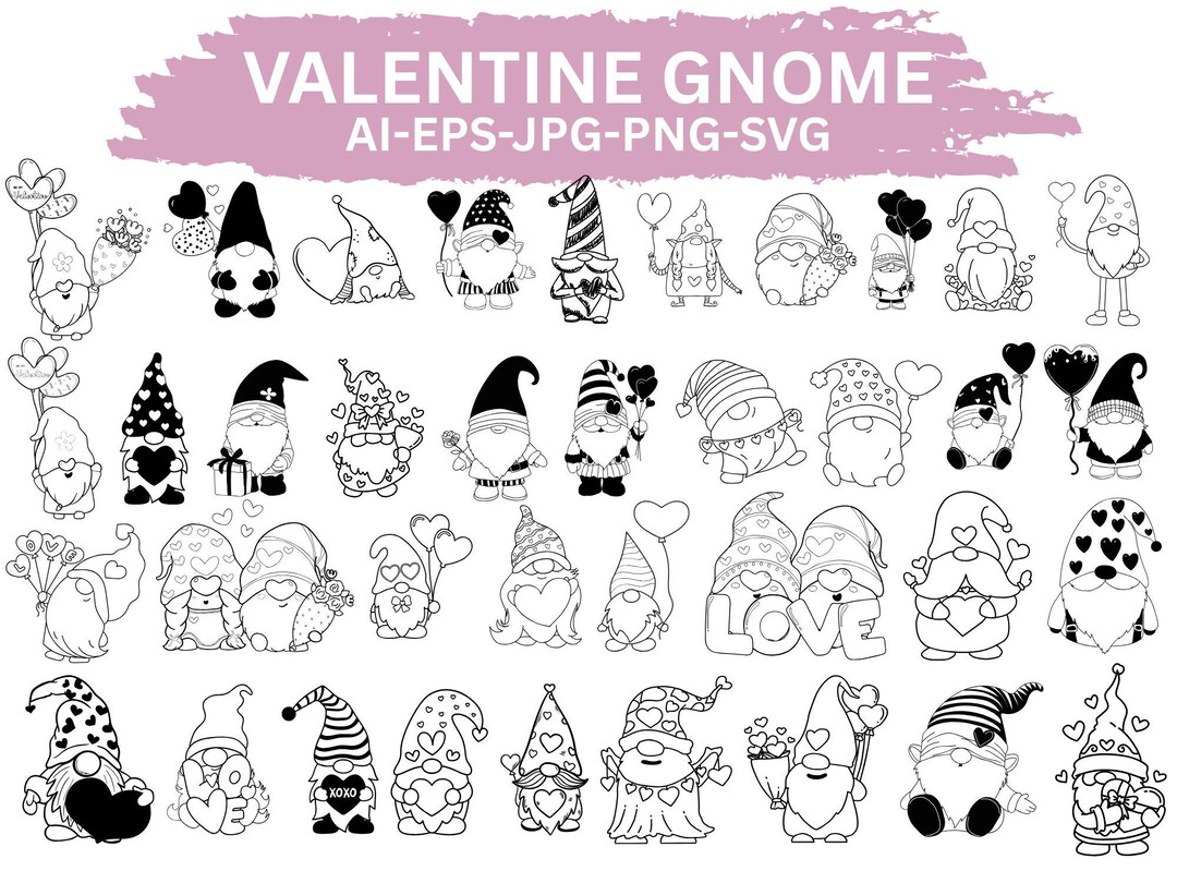 Valentine's Day Gnomes SVG Bundle, Love Heart Cut Files (instant ...