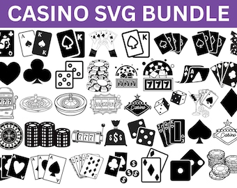 Casino SVG Bundle, Vegas Graphics, Playing Cards (Digital Download)