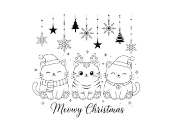 Lindo gato navideño PNG, maullido navideño, archivo Cricut