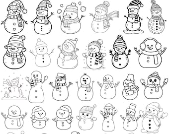Snowman SVG Bundle,Christmas svg,Winter Snowman Clipart,Snowman Silhouette,Cut Files For Cricut,Snowman Face Designs,Digital Instant ai File