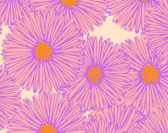 Daisy Peel + Stick Wallpaper - Grasscloth, Type II - Pink and Purple Daisies
